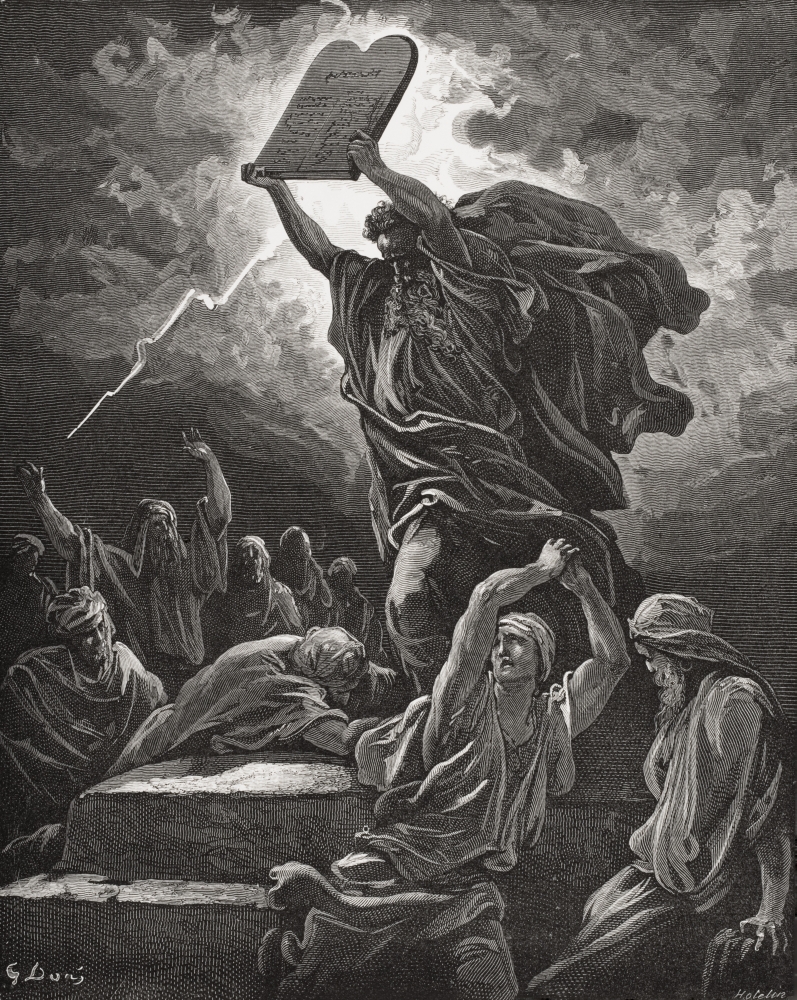 Engraving From The Dore Bible Illustrating Exodus Xxxii 19 Moses