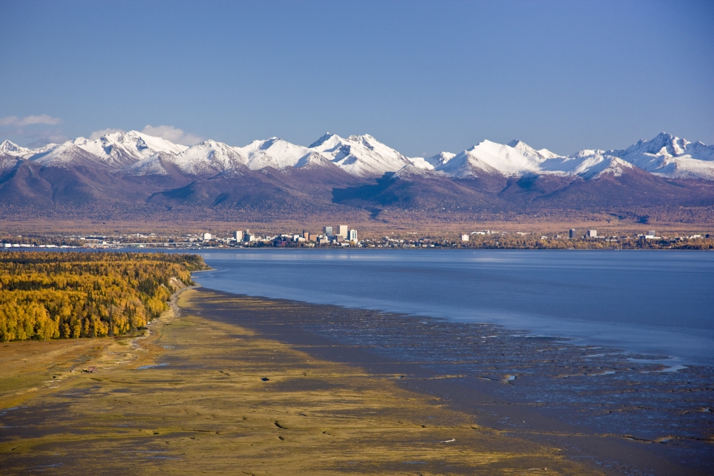 Aerial View Of The Anchorage Skyline Looking Southeast From