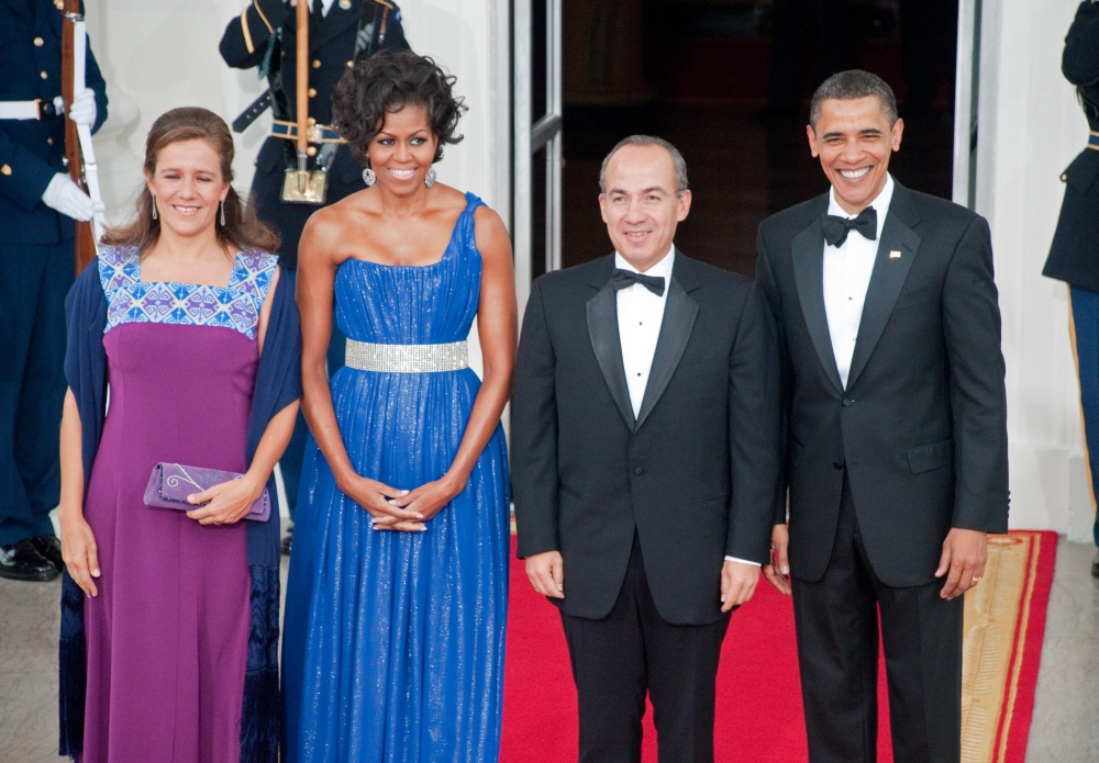 First Lady Of Mexico Margarita Zavala, First Lady Michelle Obama, Mexican  President Felipe Calderon Hinojosa, Us President Barack Obama At Arrivals