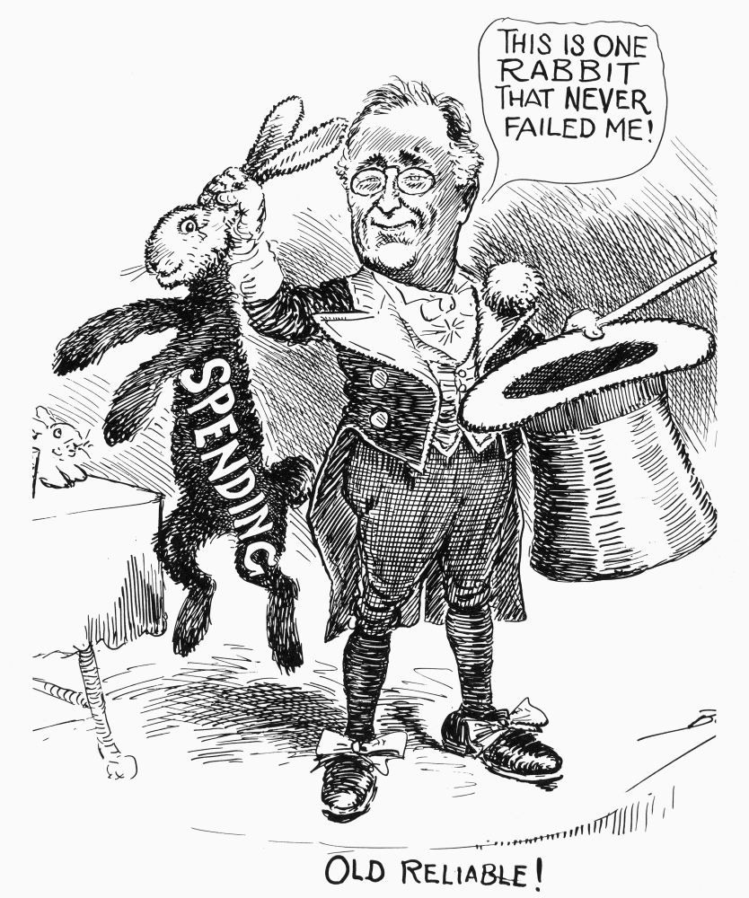 New Deal Cartoon, 1938. /N'Old Reliable!' American Cartoon, 1938, By