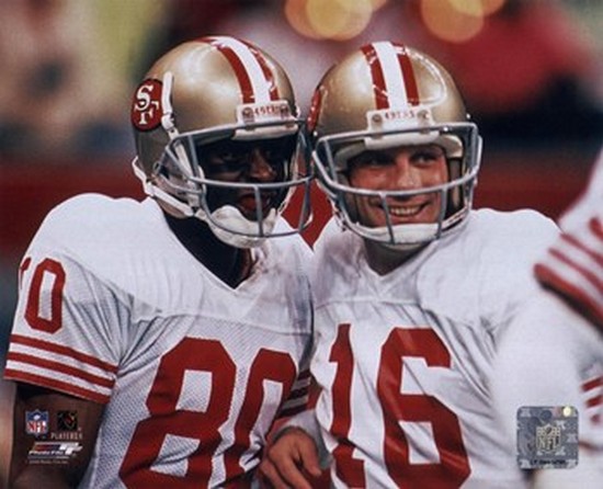 12x18 Photo Stat Frame Joe Montana and Jerry Rice San 