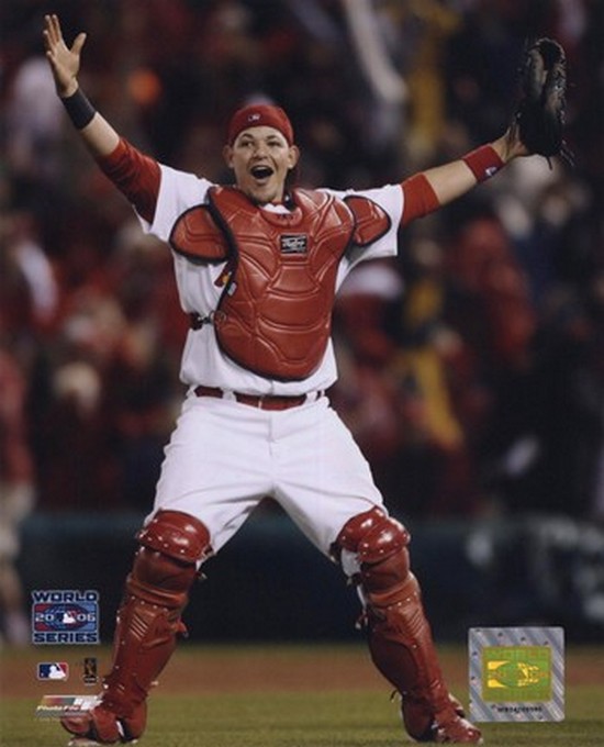 Adam Wainwright & Yadier Molina Game 5 of the 2006 World Series Spotlight  Photo Print - Item # VARPFSAARQ047 - Posterazzi