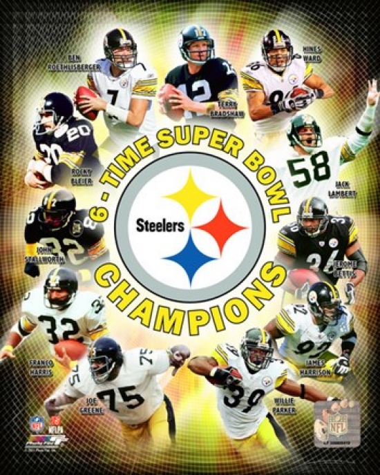 Pittsburgh Steelers 6-Time Super Bowl Champions Banner