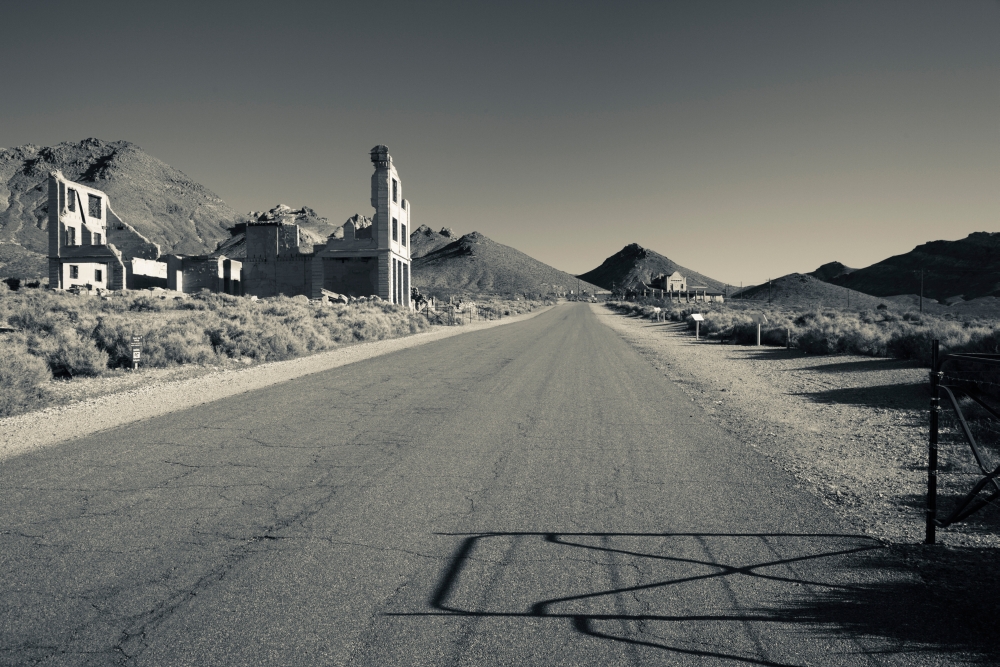 Abandoned buildings in Rhyolite Ghost Town, Beatty, Great Basin, Nevada