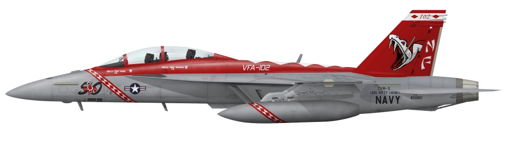 航空機・ヘリコプター F/A-18F Super Hornet VFA-102 Illustration of an F/A-18F Super Hornet assigned to VFA-102 Poster