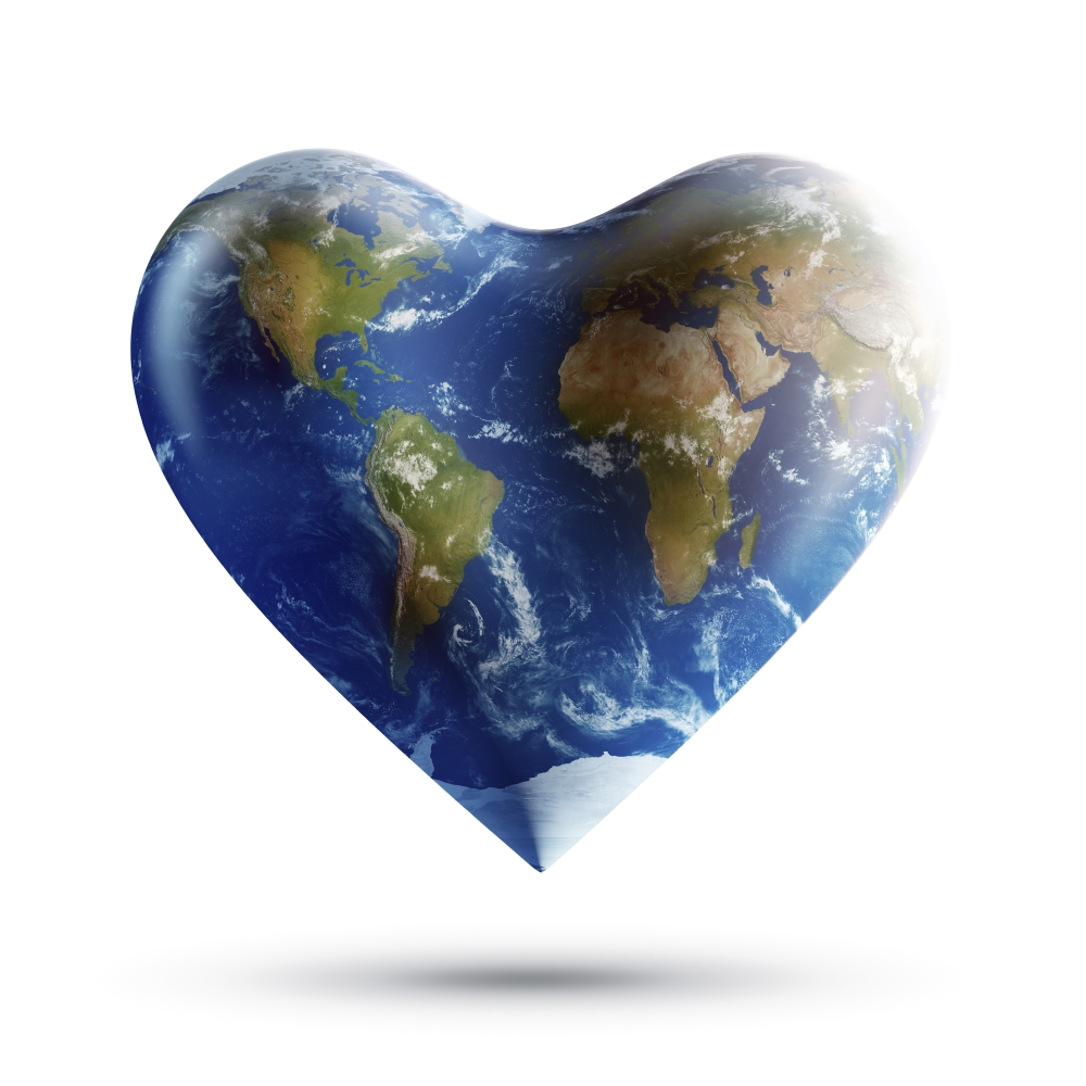 10 Earth Love Stamps Vintage Heart Shaped Planet Earth from Space