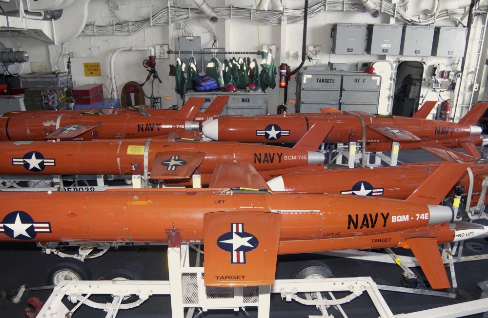 BQM-74E Chukar target drones stowed aboard USS Cushing_?_s