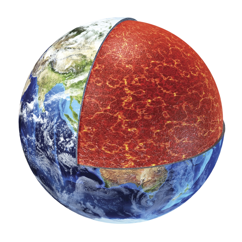 Cross section of planet Earth showing the upper mantle, made by
