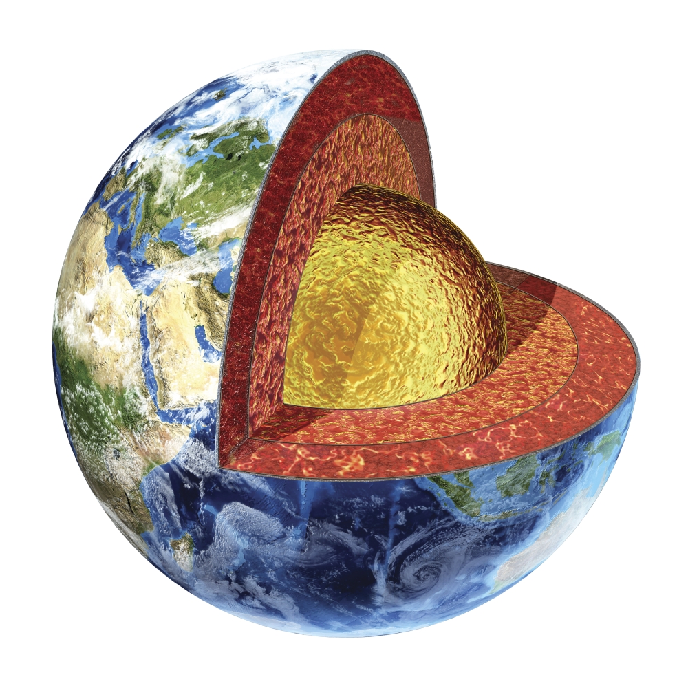 Cross section of planet Earth showing the outer core, made