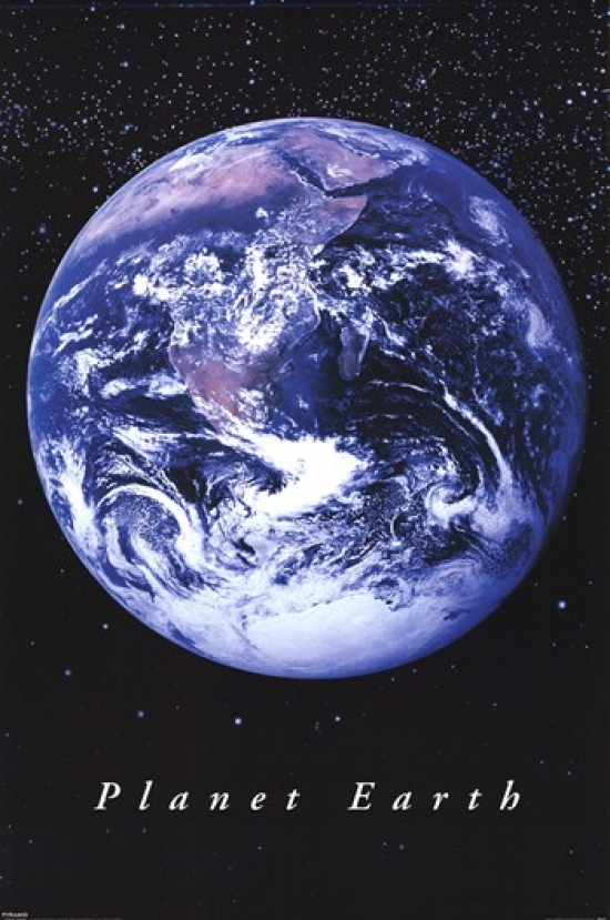 Art Poster Purple Galaxy and Planet Earth