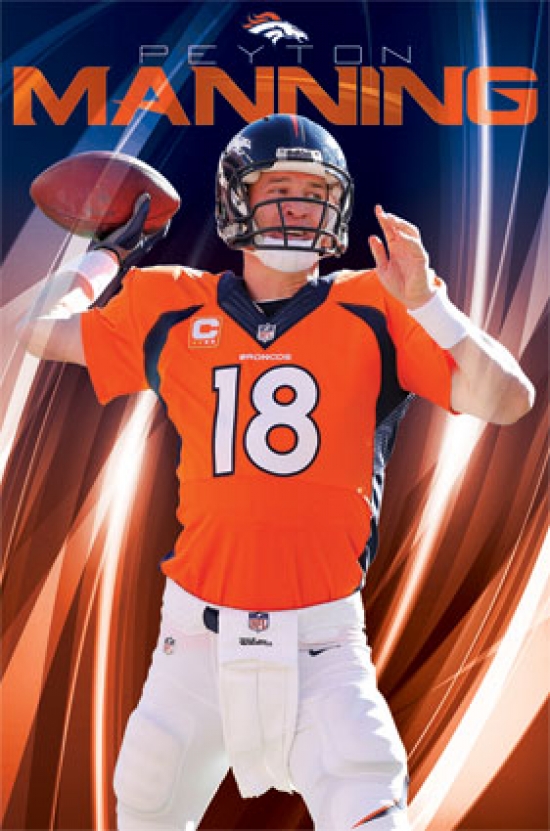 Denver Broncos Peyton Manning Football Wall Posters with 6 Sizes