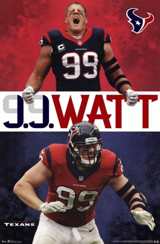 JJ Watt 'bloody Nose' Houston Texans Poster/canvas -   Denmark